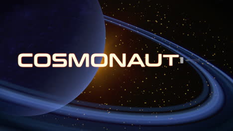 planeta encantador con anillo celebrando el día de la cosmonautica