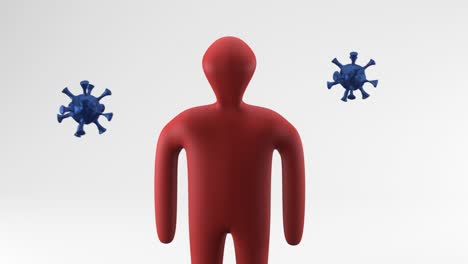 viruses are flying around the human figure on a white background. the concept of infection. 3d render.