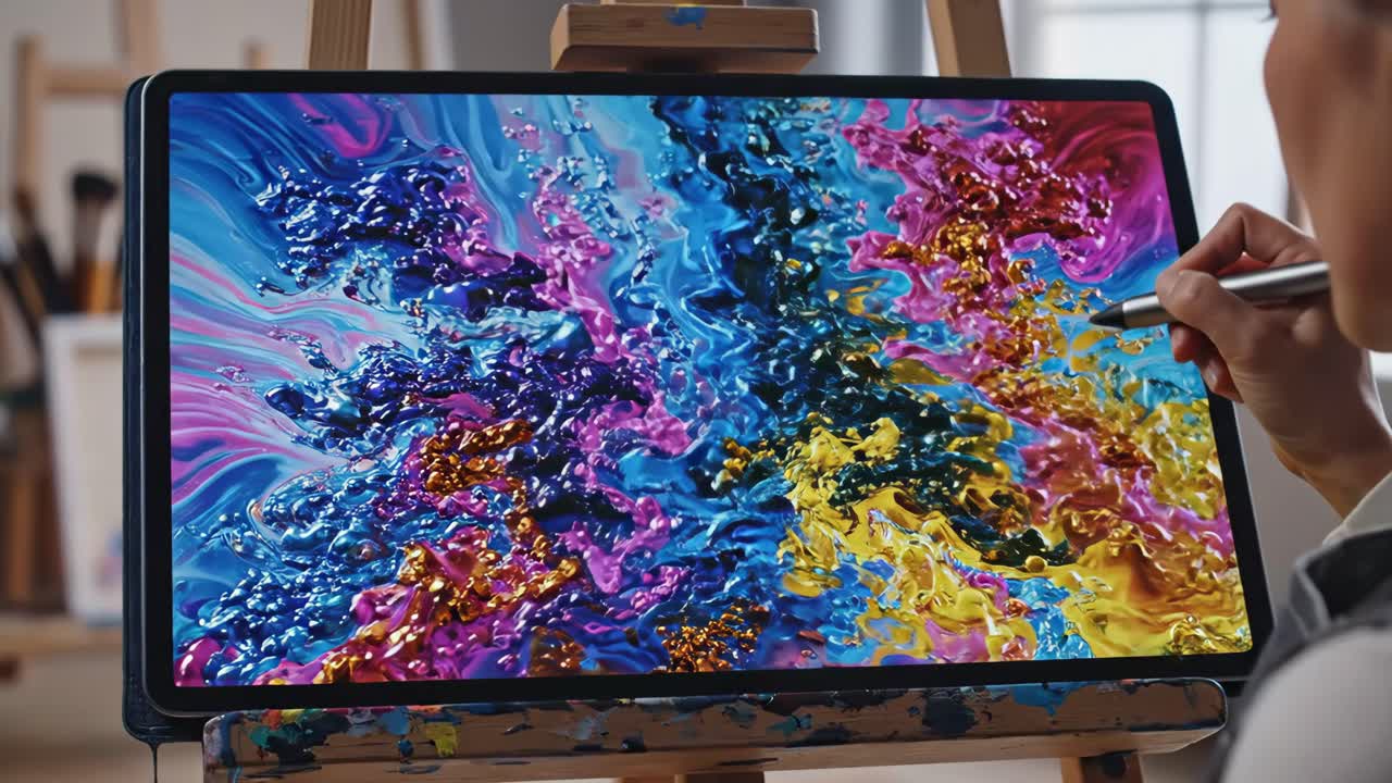 Digital painting on tablet