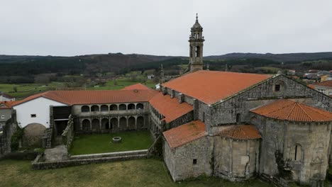 aerial view of xunqueira monastery, ribeira sacra, spain