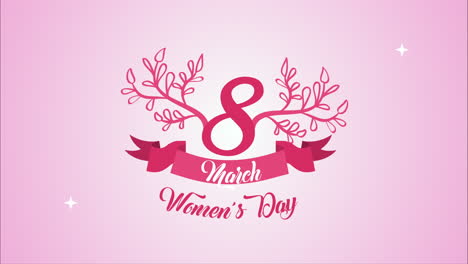 happy womens day card with branch and ribbon frame