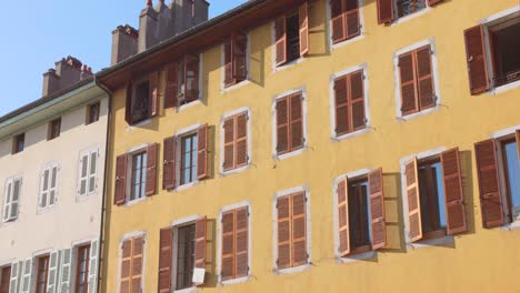 detail of windows and architecture in the old town of annecy, france.