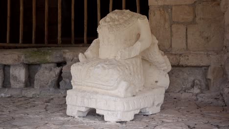 Woman-viewing-the-width-and-breadth-of-the-Acropolis-at-Ek-Balam-archaeological-park-in-Yucatan,-Mexico