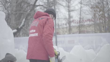 ice sculptures being created