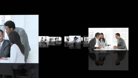 imágenes de montaje que muestran el concepto de trabajo en equipo en los negocios
