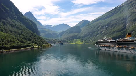 cruise ship in a norwegian fjord