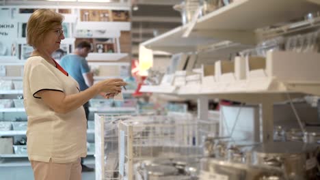 woman shopping for kitchenware in a home goods store