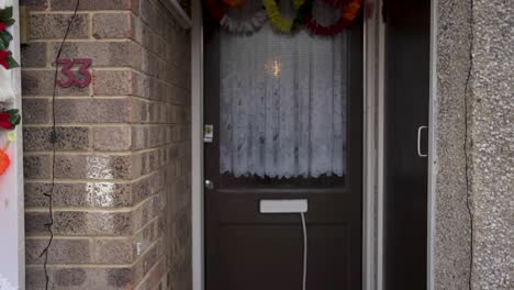 a view of the entrance to the wedding house has a lovely aesthetics