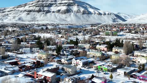 snow covered city at el calafate in patagonia argentina