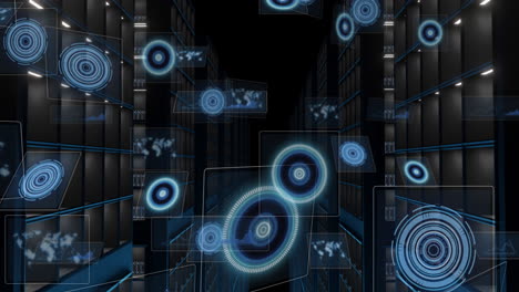 animación del procesamiento de datos a través de servidores informáticos
