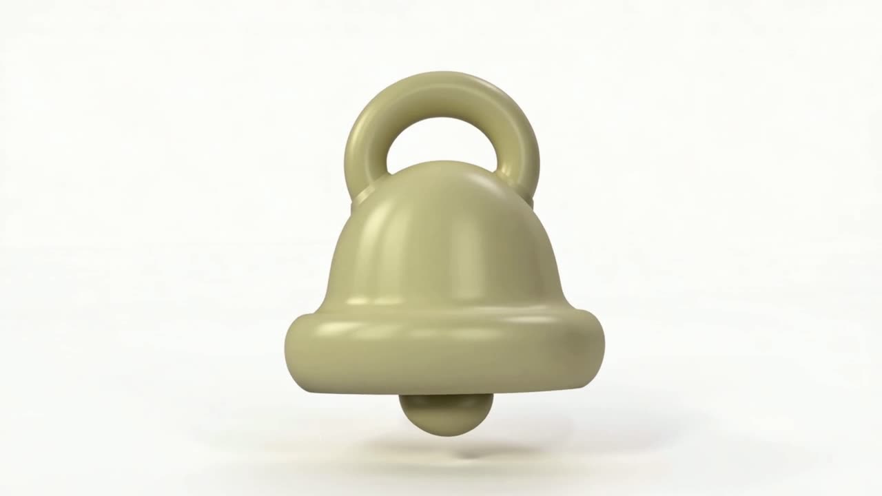 Render 3D statico di un'icona a campana.