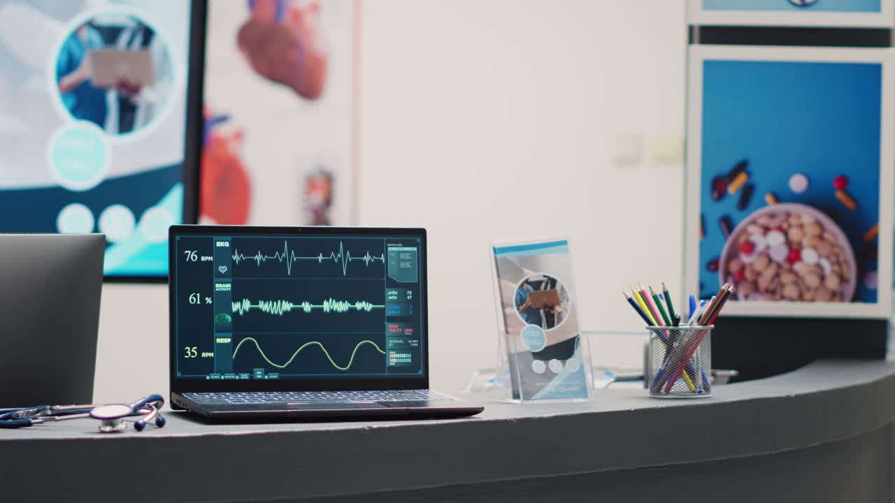 Cardiology diagnosis on laptop at desk