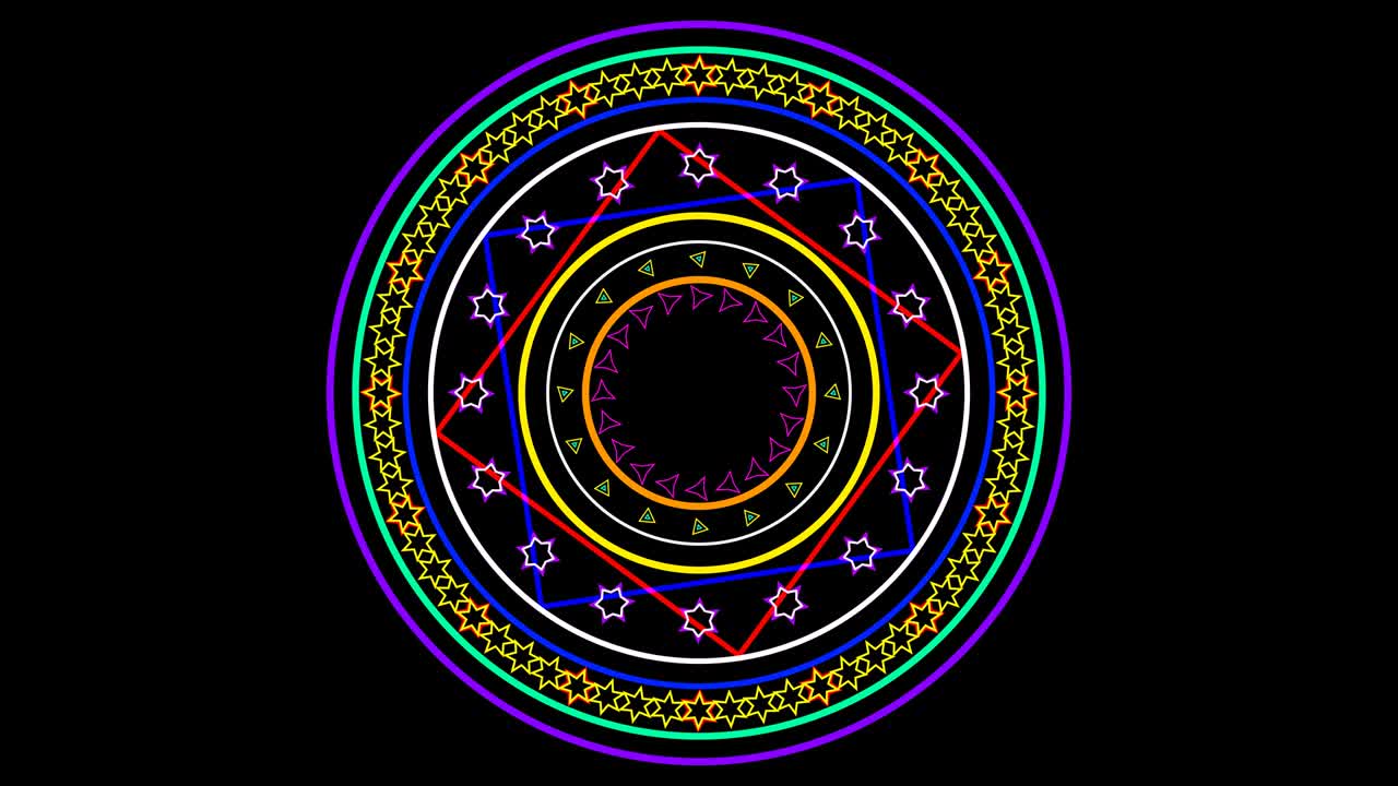 ciclo colorido de seis girar y cambio lento de la estrella amarilla a las flores para el estandarte y la publicidad