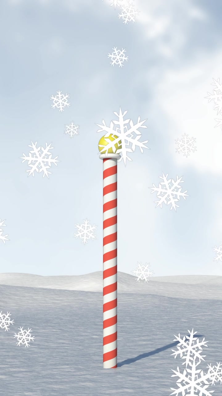 Animation of snow falling over north pole and winter scenery