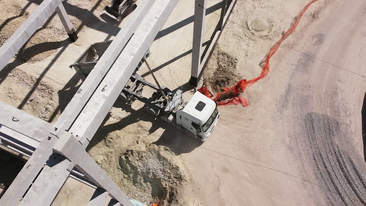 Aerial View of Construction Site with Truck