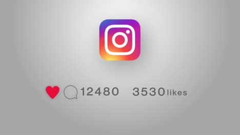 instagram logo icon with counter likes followers 4k 3d green screen loop animation instagram social
