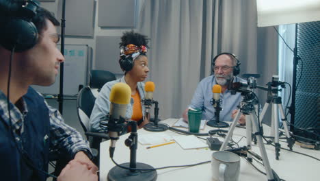 podcast recording session in a studio