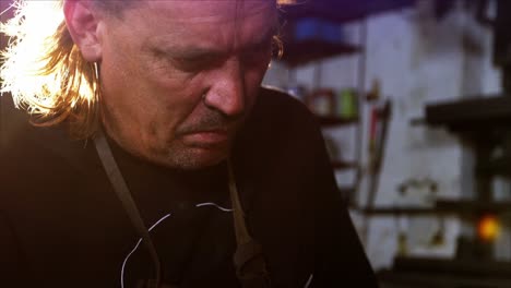 welder working in workshop