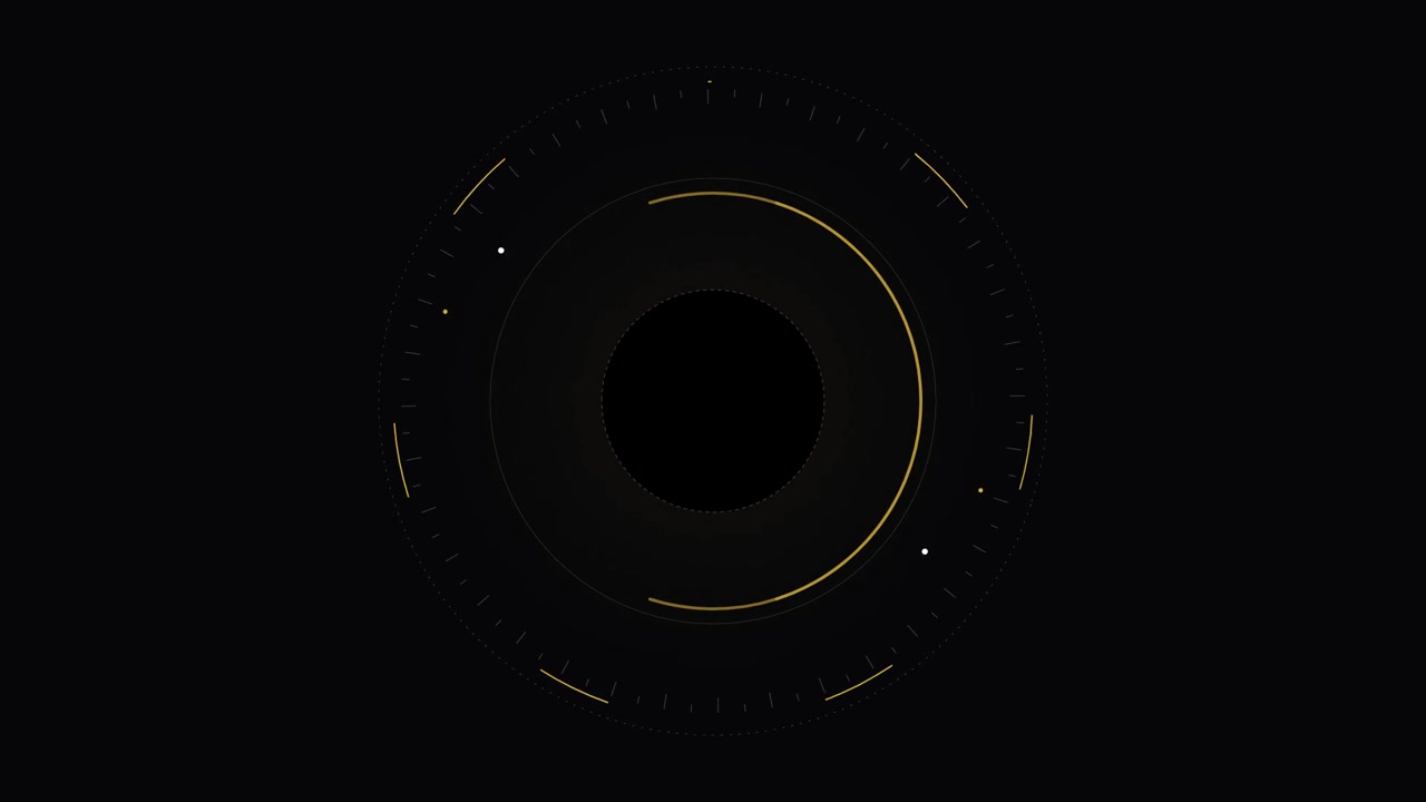 Abstract Circular HUD Interface Animation with Rotating Golden Rings