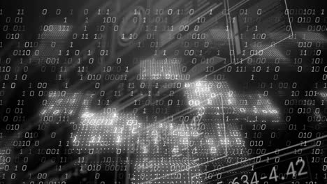 animación del procesamiento de datos sobre un fondo negro