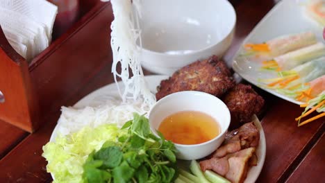 displaying traditional vietnamese bun cha ingredients