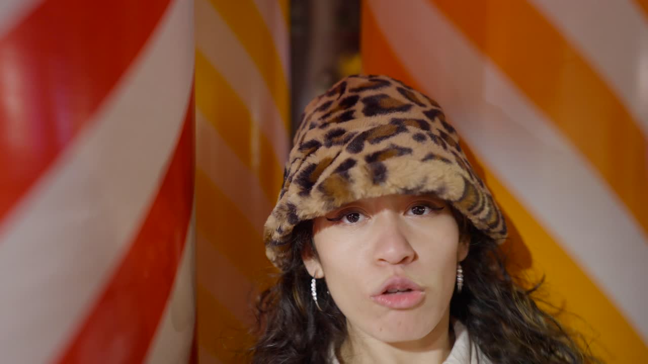 Woman in a Striped Tunnel