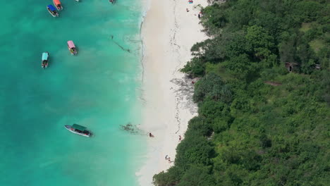 aerial view of white sandy beach and turquoise ocean in zanzibar at sunny day,summer concept, tanzania