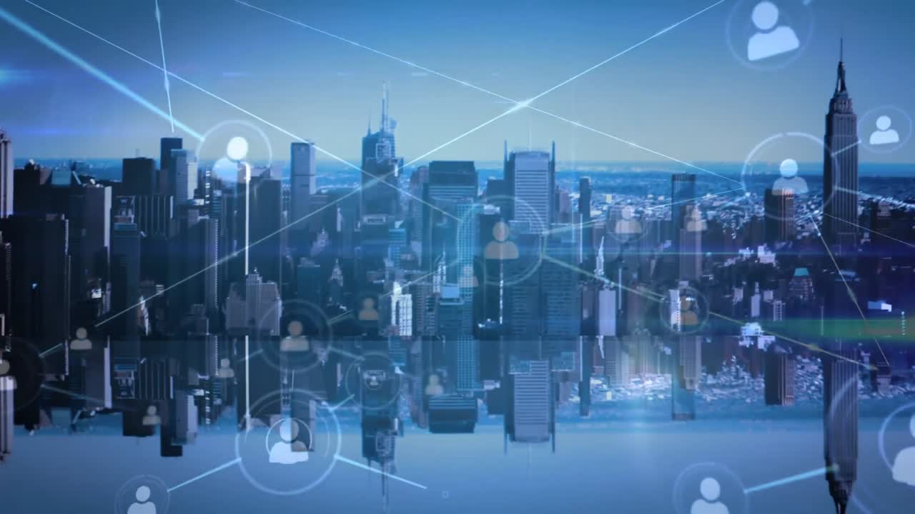 그리드 배경에 추상적인 야간 도시