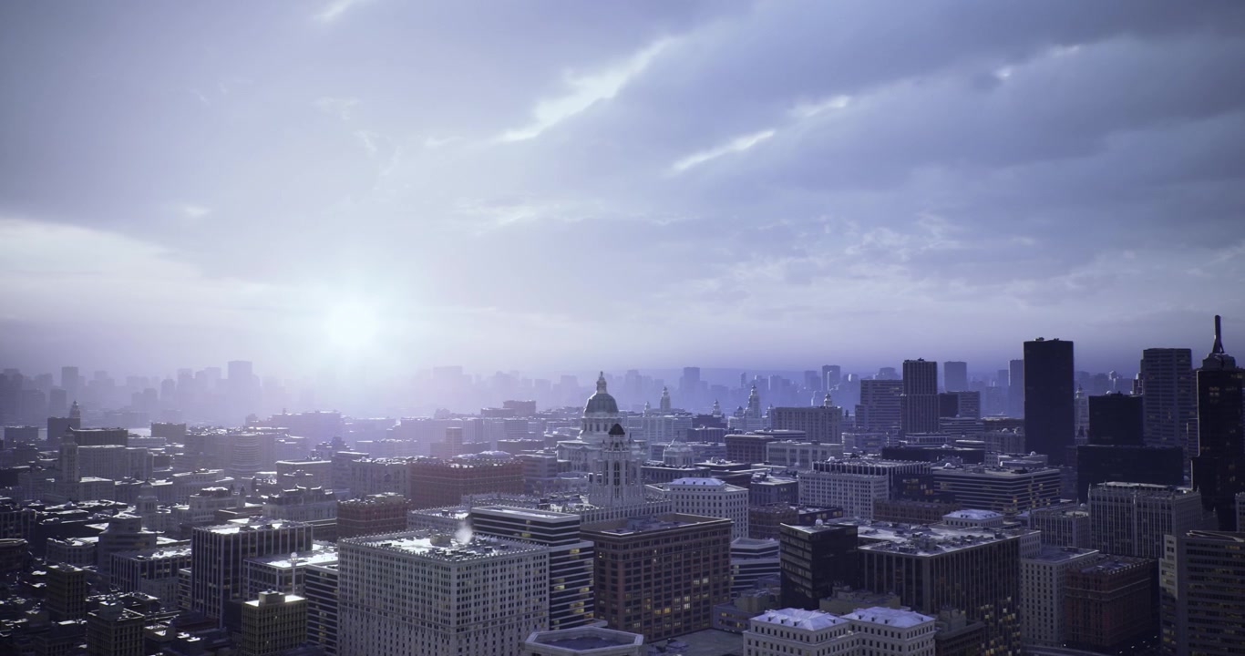 City skyline at dawn highlighting modern highrise buildings and vibrant energy