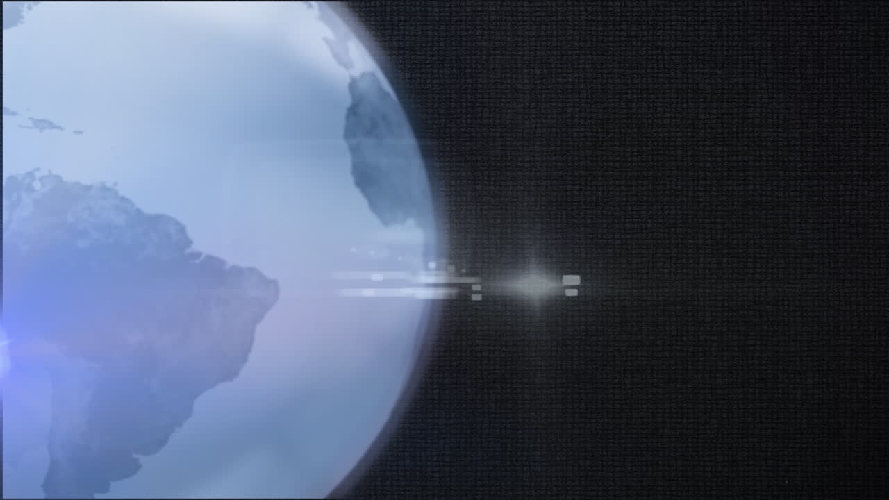 검은 바탕에 있는 지구와 빛의 흔적의 애니메이션