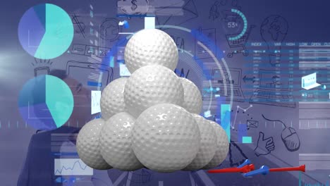 Animation-of-golf-balls-over-scope-scanning-and-data-processing