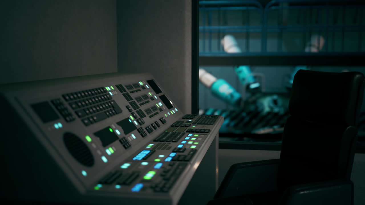 контрольная комната с роботами.