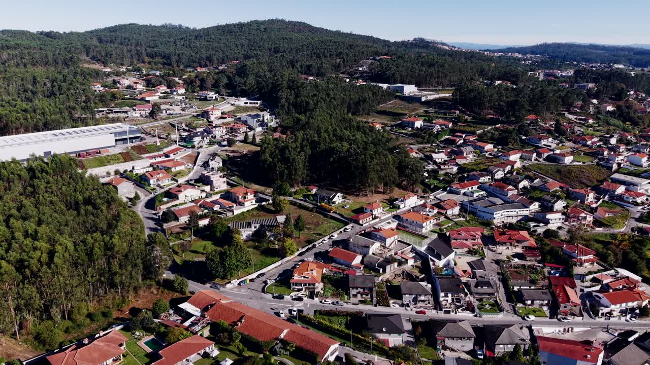Aerial view of eiriz village in the paços de ferreira region of portugal