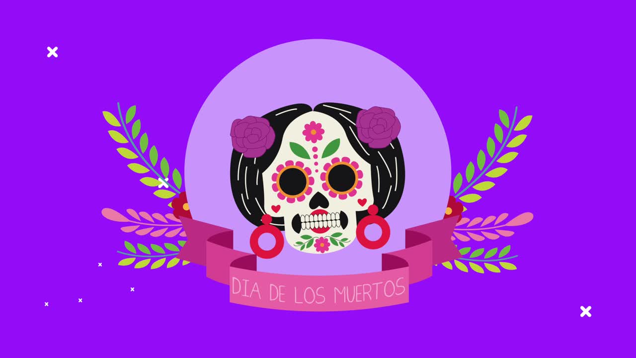 celebración del día de los muertos con katrina skull