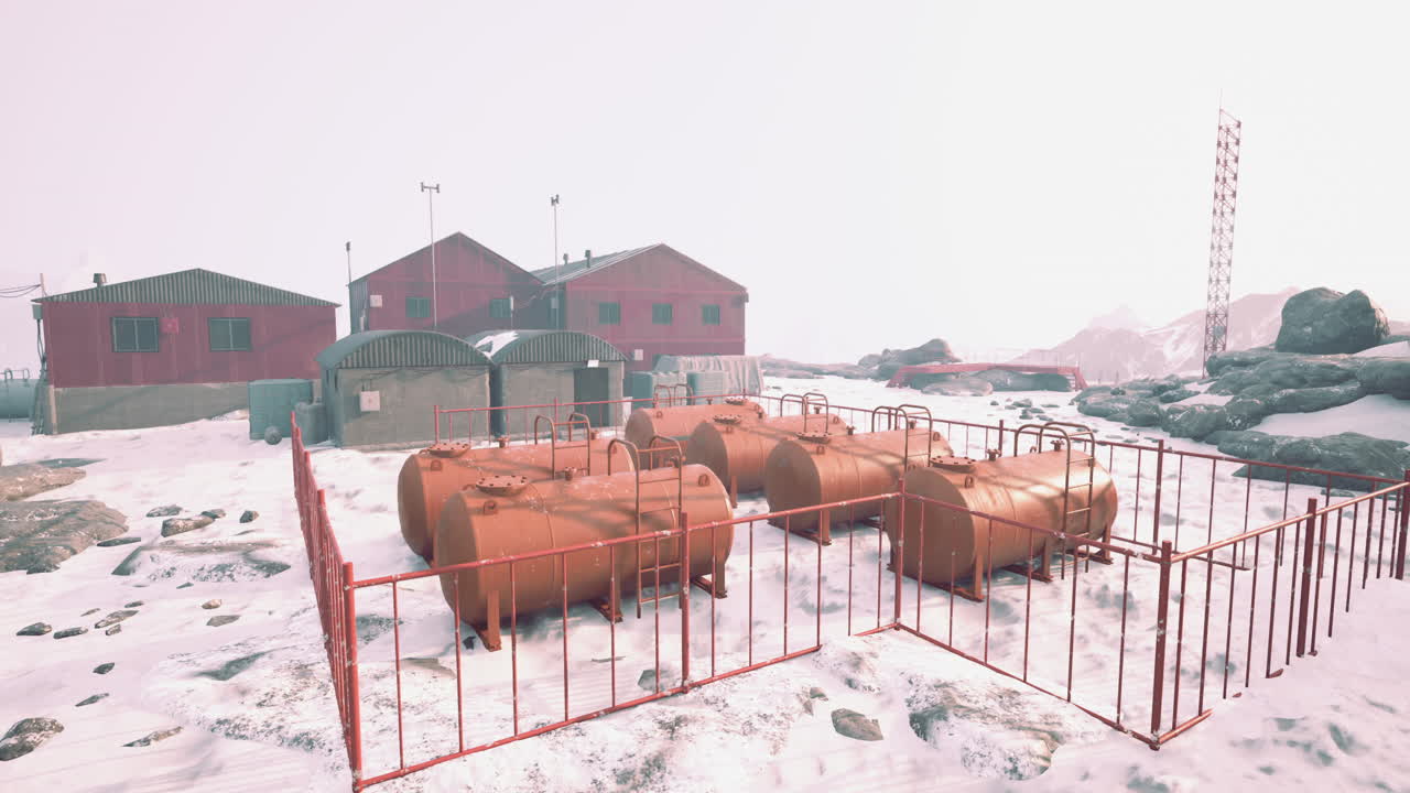 겨울에 북극 연구 스테이션