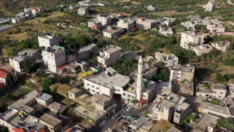 palestinian village beit surik with mosque, aerial view