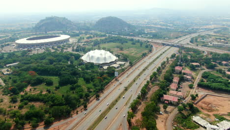 Shot-of-a-good-road-and-road-bridge-in-the-city-of-Abuja,-Nigeria