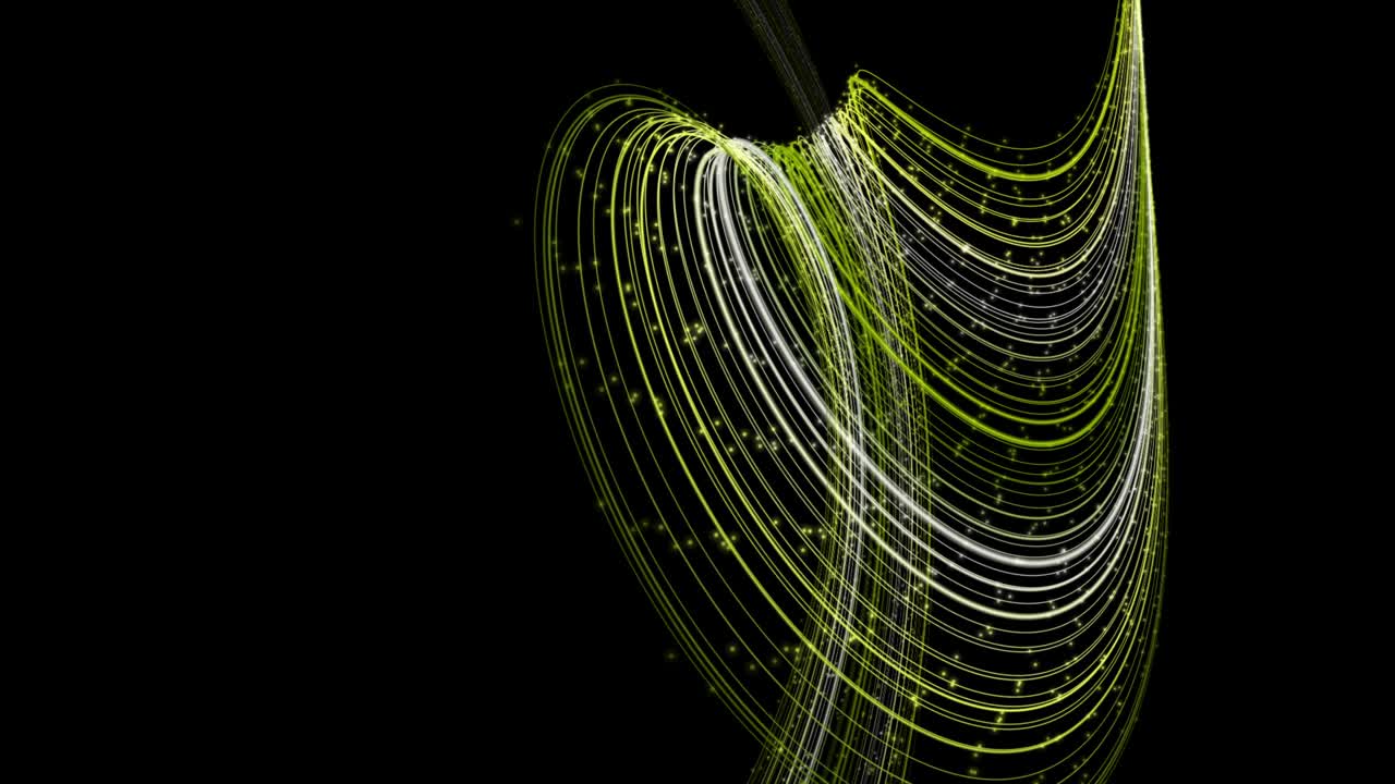 Futuristic eco animation with particle stripe object in slow motion, 4096x2304 loop 4K
