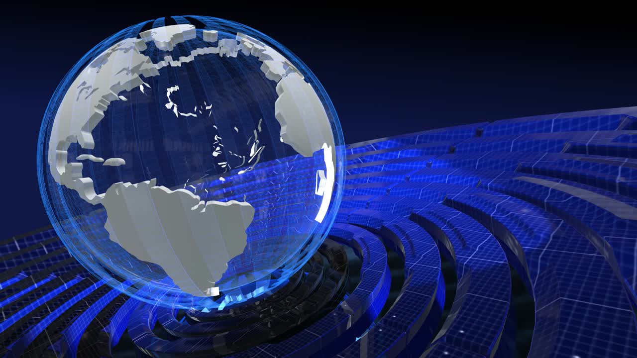 Digital World Map News Studio Background Loop
