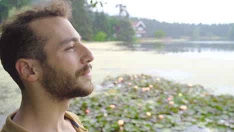 healthy breath in the forest.