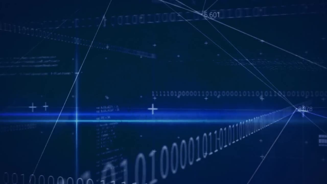 어두운 배경 위의 데이터 처리 및 바이너리 코딩의 애니메이션