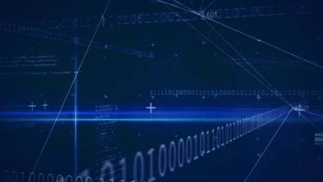 animación del procesamiento de datos y codificación binaria sobre un fondo oscuro