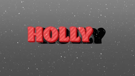 animation of holly text over snow falling