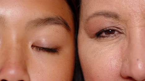 close-up of multiracial grandmother and young woman, highlighting generational connection, at home