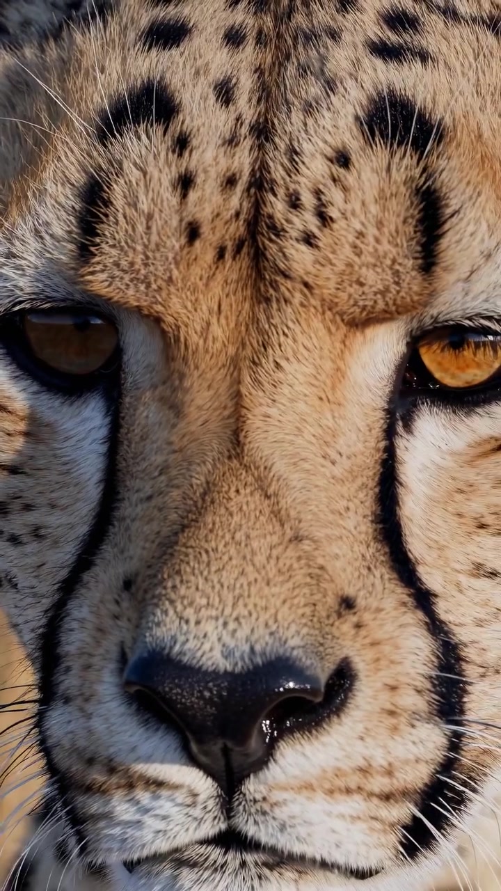 Intense Close Up Portrait of a Wild Cheetah's Face
