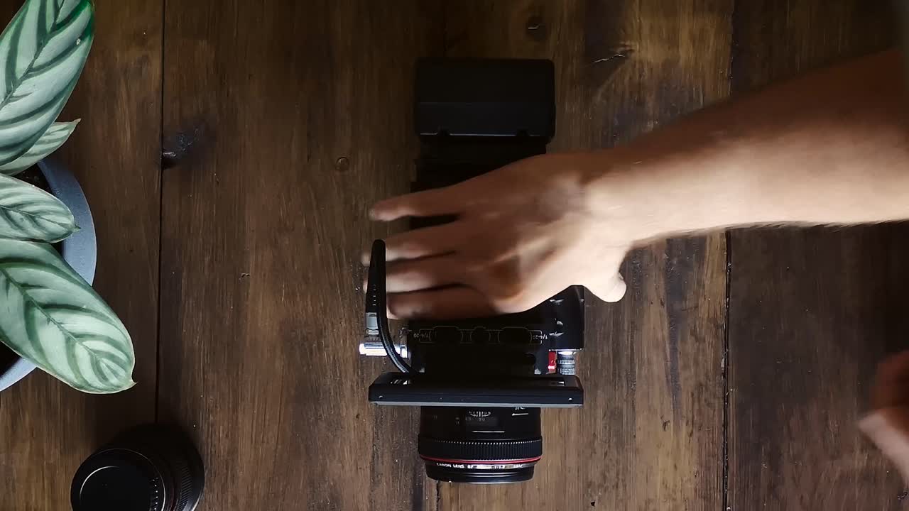 플랫 레이 촬영 감독 마운트 렌즈