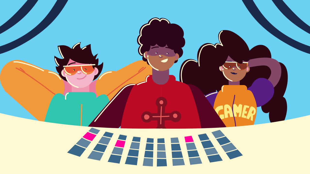 jóvenes jugadores con teclado