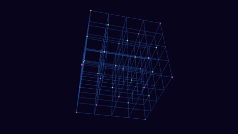 A 3d cube constructed with interconnected grid pattern