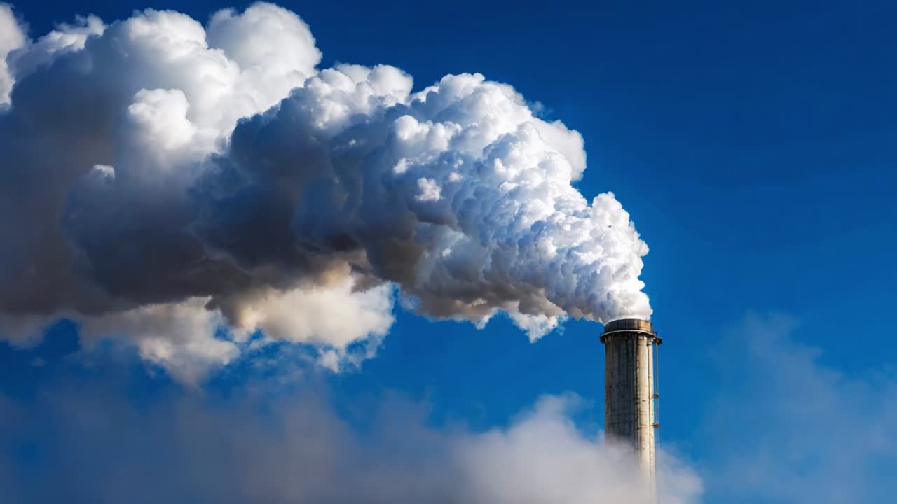 Smokestack Emitting Smoke Against a Blue Sky
