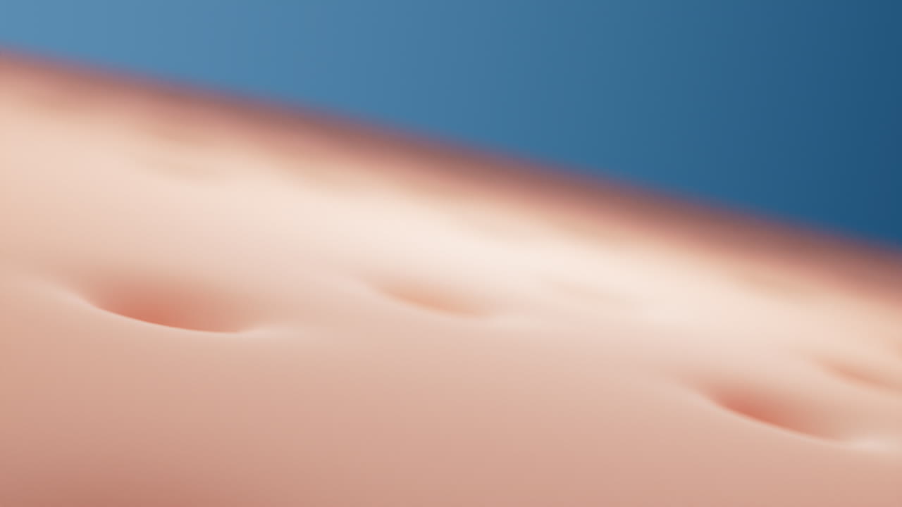 3d rendering, animation of hair removal from the root, hair follicle, hair removal. Application of the substance cream, wax, hair removal skin and restore skin